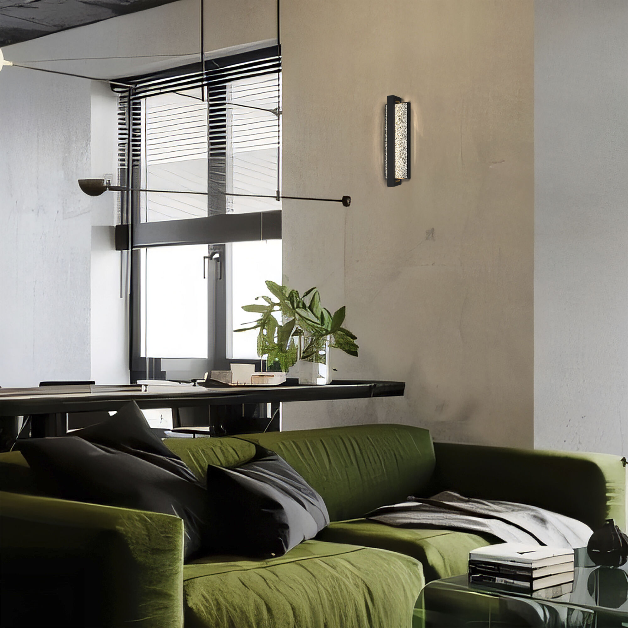 Seafoam LED 19 inch Sand Black Outdoor Wall Sconce